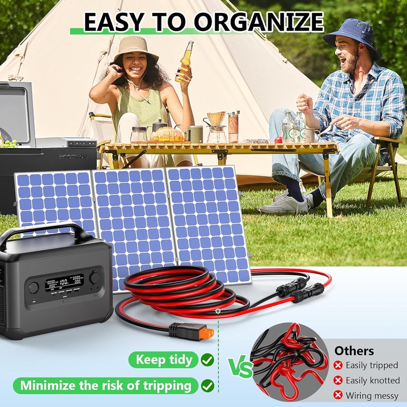 Vansdon Solar to XT60i Extension Cable 10AWG 25FT XT60i Solar Charging Cable for RV Foldable Solar Panel, Portable Power Station, Solar Generator - Image 5